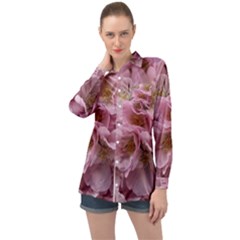 Cherry-blossoms Long Sleeve Satin Shirt