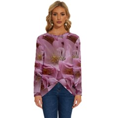 Cherry-blossoms Long Sleeve Crew Neck Pullover Top