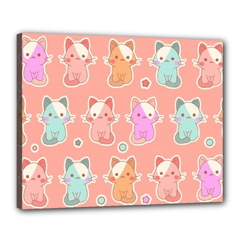 Cute-kawaii-kittens-seamless-pattern Canvas 20  X 16  (stretched) by Simbadda