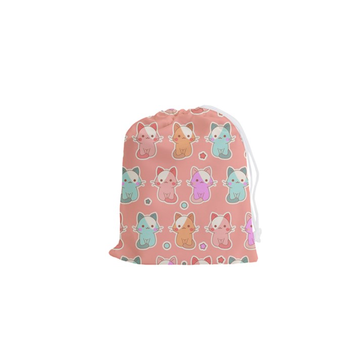 Cute-kawaii-kittens-seamless-pattern Drawstring Pouch (XS)