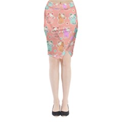 Cute-kawaii-kittens-seamless-pattern Midi Wrap Pencil Skirt by Simbadda