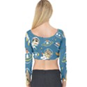 Seamless-pattern-funny-astronaut-outer-space-transportation Long Sleeve Crop Top View2