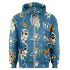 Seamless-pattern-funny-astronaut-outer-space-transportation Men s Zipper Hoodie by Simbadda