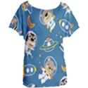 Seamless-pattern-funny-astronaut-outer-space-transportation Women s Oversized Tee View1