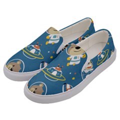 Seamless-pattern-funny-astronaut-outer-space-transportation Men s Canvas Slip Ons by Simbadda