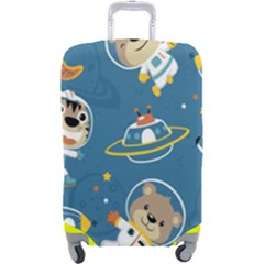 Seamless-pattern-funny-astronaut-outer-space-transportation Luggage Cover (large)