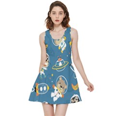 Seamless-pattern-funny-astronaut-outer-space-transportation Inside Out Reversible Sleeveless Dress by Simbadda