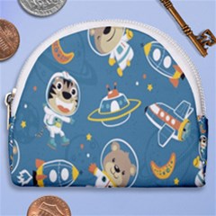 Seamless-pattern-funny-astronaut-outer-space-transportation Horseshoe Style Canvas Pouch by Simbadda