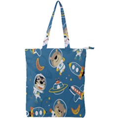 Seamless-pattern-funny-astronaut-outer-space-transportation Double Zip Up Tote Bag by Simbadda