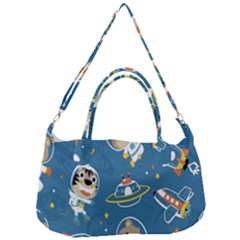 Seamless-pattern-funny-astronaut-outer-space-transportation Removable Strap Handbag by Simbadda