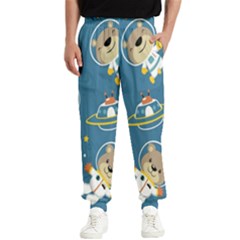 Seamless-pattern-funny-astronaut-outer-space-transportation Men s Elastic Waist Pants by Simbadda