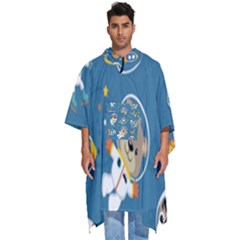 Seamless-pattern-funny-astronaut-outer-space-transportation Men s Hooded Rain Ponchos by Simbadda