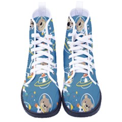 Seamless-pattern-funny-astronaut-outer-space-transportation Men s High-top Canvas Sneakers