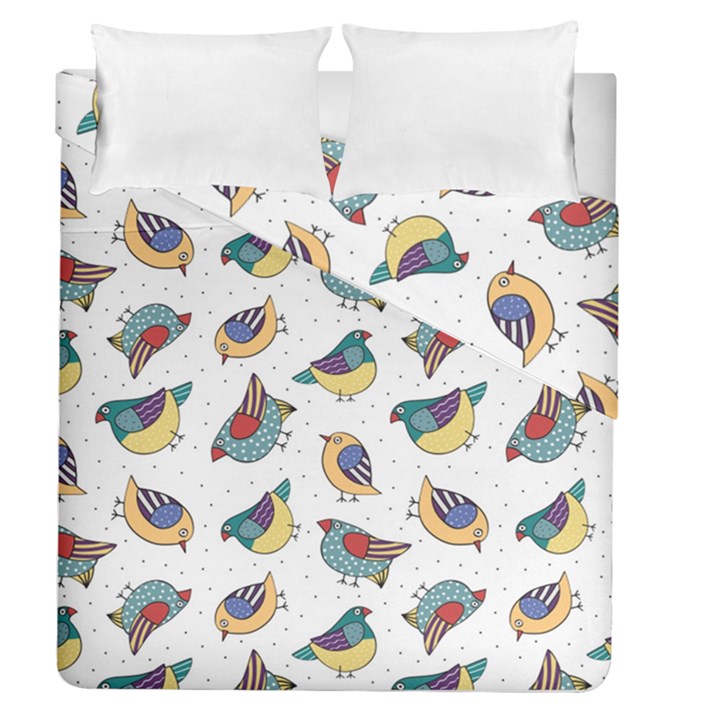 Seamless-pattern-with-hand-drawn-bird-black Duvet Cover Double Side (Queen Size)