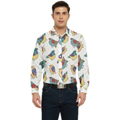 Seamless-pattern-with-hand-drawn-bird-black Men s Long Sleeve  Shirt by Simbadda