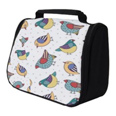 Seamless-pattern-with-hand-drawn-bird-black Full Print Travel Pouch (small) by Simbadda