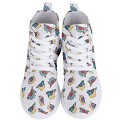 Seamless-pattern-with-hand-drawn-bird-black Women s Lightweight High Top Sneakers by Simbadda