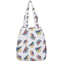 Seamless-pattern-with-hand-drawn-bird-black Center Zip Backpack