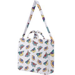 Seamless-pattern-with-hand-drawn-bird-black Square Shoulder Tote Bag by Simbadda