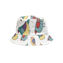 Seamless-pattern-with-hand-drawn-bird-black Bucket Hat (kids) by Simbadda