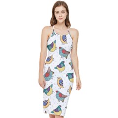 Seamless-pattern-with-hand-drawn-bird-black Bodycon Cross Back Summer Dress by Simbadda