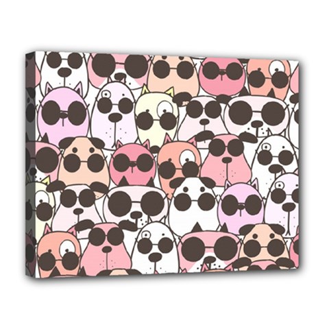 Cute-dog-seamless-pattern-background Canvas 14  X 11  (stretched) by Simbadda