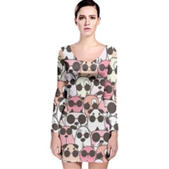 Cute-dog-seamless-pattern-background Long Sleeve Velvet Bodycon Dress by Simbadda