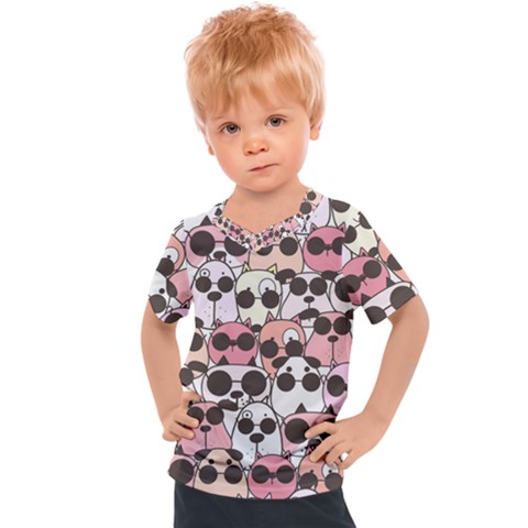 Cute-dog-seamless-pattern-background Kids  Sports Tee by Simbadda