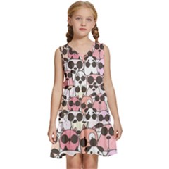 Cute-dog-seamless-pattern-background Kids  Sleeveless Tiered Mini Dress by Simbadda