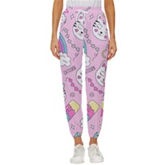 Beautiful-cute-animals-pattern-pink Women s Cropped Drawstring Pants by Simbadda