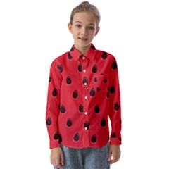 Seamless-watermelon-surface-texture Kids  Long Sleeve Shirt by Simbadda