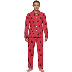 Seamless-watermelon-surface-texture Men s Long Sleeve Velvet Pocket Pajamas Set by Simbadda