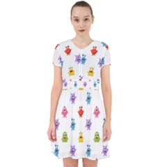 Seamless-pattern-cute-funny-monster-cartoon-isolated-white-background Adorable In Chiffon Dress by Simbadda