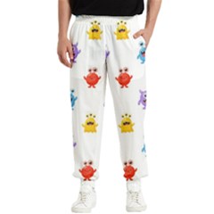 Seamless-pattern-cute-funny-monster-cartoon-isolated-white-background Men s Elastic Waist Pants by Simbadda