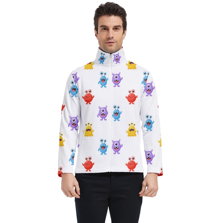 Seamless-pattern-cute-funny-monster-cartoon-isolated-white-background Men s Bomber Jacket