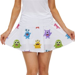 Seamless-pattern-cute-funny-monster-cartoon-isolated-white-background Women s Skort