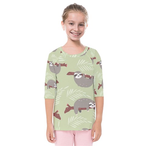 Sloths-pattern-design Kids  Quarter Sleeve Raglan Tee by Simbadda