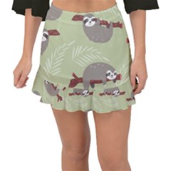 Sloths-pattern-design Fishtail Mini Chiffon Skirt by Simbadda