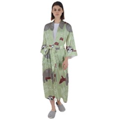 Sloths-pattern-design Maxi Satin Kimono by Simbadda