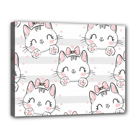 Cat-with-bow-pattern Canvas 14  X 11  (stretched) by Simbadda