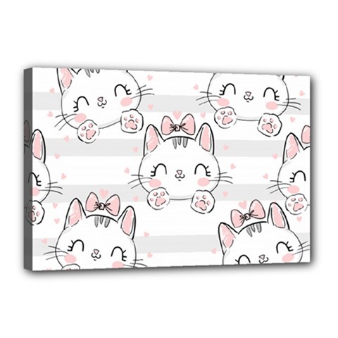 Cat-with-bow-pattern Canvas 18  X 12  (stretched) by Simbadda