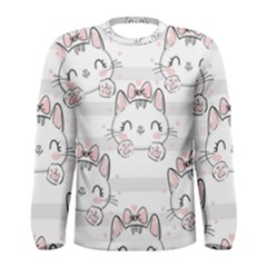 Cat-with-bow-pattern Men s Long Sleeve Tee by Simbadda