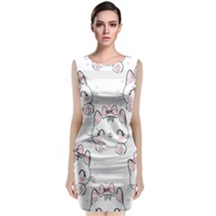 Cat-with-bow-pattern Classic Sleeveless Midi Dress by Simbadda