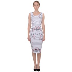 Cat-with-bow-pattern Sleeveless Pencil Dress by Simbadda