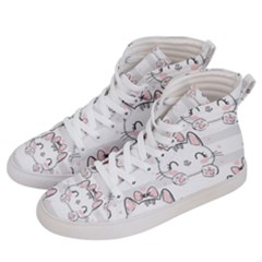 Cat-with-bow-pattern Women s Hi-top Skate Sneakers by Simbadda