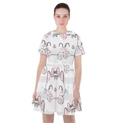 Cat-with-bow-pattern Sailor Dress by Simbadda