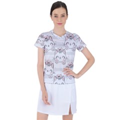 Cat-with-bow-pattern Women s Sports Top by Simbadda