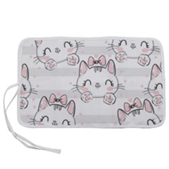 Cat-with-bow-pattern Pen Storage Case (l) by Simbadda