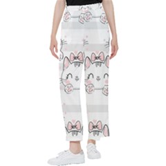 Cat-with-bow-pattern Women s Pants  by Simbadda