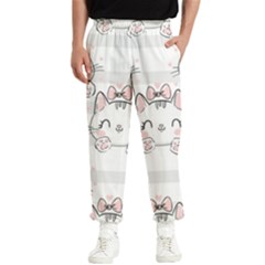 Cat-with-bow-pattern Men s Elastic Waist Pants by Simbadda